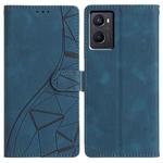 For OPPO A96 / A76 / A36 Triangles Embossed Leather Phone Case(Blue)