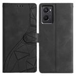 For OPPO A96 / A76 / A36 Triangles Embossed Leather Phone Case(Black)