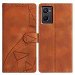 For OPPO A96 / A76 / A36 Triangles Embossed Leather Phone Case(Brown)