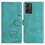 For OPPO A96 / A76 / A36 Triangles Embossed Leather Phone Case(Green)