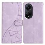 For OPPO A98 Triangles Embossed Leather Phone Case(Purple)