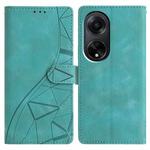 For OPPO A98 Triangles Embossed Leather Phone Case(Green)