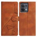 For OPPO Reno8 5G Global Triangles Embossed Leather Phone Case(Brown)
