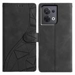 For OPPO Reno8 Pro 5G Global Triangles Embossed Leather Phone Case(Black)