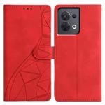 For OPPO Reno8 Pro 5G Global Triangles Embossed Leather Phone Case(Red)