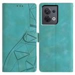 For OPPO Reno8 Pro 5G Global Triangles Embossed Leather Phone Case(Green)