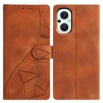 For OPPO Reno8 Lite 5G / Reno7 Z Triangles Embossed Leather Phone Case(Brown)