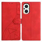 For OPPO Reno8 Lite 5G / Reno7 Z Triangles Embossed Leather Phone Case(Red)