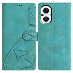 For OPPO Reno8 Lite 5G / Reno7 Z Triangles Embossed Leather Phone Case(Green)
