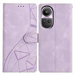 For OPPO Reno10 / Reno10 Pro Triangles Embossed Leather Phone Case(Purple)