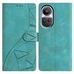 For OPPO Reno10 / Reno10 Pro Triangles Embossed Leather Phone Case(Green)