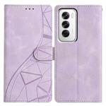 For OPPO Reno12 5G Global Triangles Embossed Leather Phone Case(Purple)