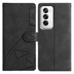 For OPPO Reno12 5G Global Triangles Embossed Leather Phone Case(Black)