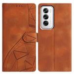 For OPPO Reno12 5G Global Triangles Embossed Leather Phone Case(Brown)