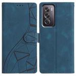 For OPPO Reno12 Pro 5G Global Triangles Embossed Leather Phone Case(Blue)