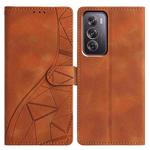 For OPPO Reno12 Pro 5G Global Triangles Embossed Leather Phone Case(Brown)