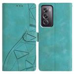 For OPPO Reno12 Pro 5G Global Triangles Embossed Leather Phone Case(Green)