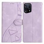 For OPPO Find X5 Triangles Embossed Leather Phone Case(Purple)