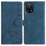 For OPPO Find X5 Triangles Embossed Leather Phone Case(Blue)