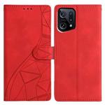 For OPPO Find X5 Triangles Embossed Leather Phone Case(Red)