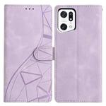 For OPPO Find X5 Pro Triangles Embossed Leather Phone Case(Purple)