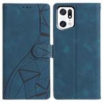 For OPPO Find X5 Pro Triangles Embossed Leather Phone Case(Blue)