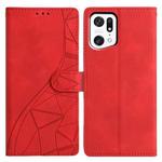 For OPPO Find X5 Pro Triangles Embossed Leather Phone Case(Red)