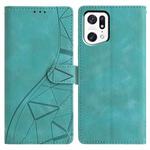 For OPPO Find X5 Pro Triangles Embossed Leather Phone Case(Green)