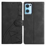 For OPPO Find X5 Lite Triangles Embossed Leather Phone Case(Black)