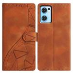 For OPPO Find X5 Lite Triangles Embossed Leather Phone Case(Brown)