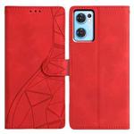 For OPPO Find X5 Lite Triangles Embossed Leather Phone Case(Red)