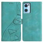 For OPPO Find X5 Lite Triangles Embossed Leather Phone Case(Green)