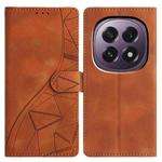 For OPPO A5 5G Global Triangles Embossed Leather Phone Case(Brown)