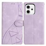 For OPPO Reno14 5G Global Triangles Embossed Leather Phone Case(Purple)