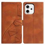 For OPPO Reno14 5G Global Triangles Embossed Leather Phone Case(Brown)