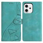 For OPPO Reno14 5G Global Triangles Embossed Leather Phone Case(Green)