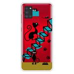 For Samsung Galaxy A21s Shockproof Painted Transparent TPU Protective Case(Stair Cat)