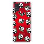 For Samsung Galaxy A21s Shockproof Painted Transparent TPU Protective Case(Panda)