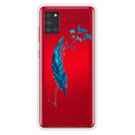 For Samsung Galaxy A21s Shockproof Painted Transparent TPU Protective Case(Feather)