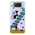 For Asus Zenfone 7 ZS670KS Shockproof Painted Transparent TPU Protective Case(Stair Cat)