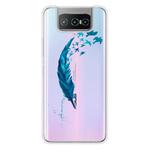 For Asus Zenfone 7 ZS670KS Shockproof Painted Transparent TPU Protective Case(Feather)