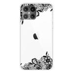 For iPhone 12 mini Shockproof Painted Transparent TPU Protective Case(Lace Flower)