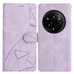 For Realme 14 Pro+ 5G Triangles Embossed Leather Phone Case(Purple)