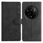 For Realme 14 Pro+ 5G Triangles Embossed Leather Phone Case(Black)