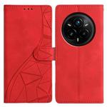 For Realme 14 Pro+ 5G Triangles Embossed Leather Phone Case(Red)