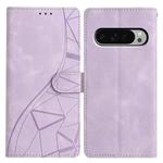 For Google Pixel 9 / 9 Pro Triangles Embossed Leather Phone Case(Purple)