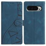 For Google Pixel 9 / 9 Pro Triangles Embossed Leather Phone Case(Blue)