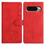 For Google Pixel 9 / 9 Pro Triangles Embossed Leather Phone Case(Red)