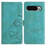 For Google Pixel 9 / 9 Pro Triangles Embossed Leather Phone Case(Green)