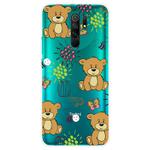 For Xiaomi Redmi 9 Coloured Drawing Pattern Highly Transparent TPU Protective Case(Little Brown Bear)